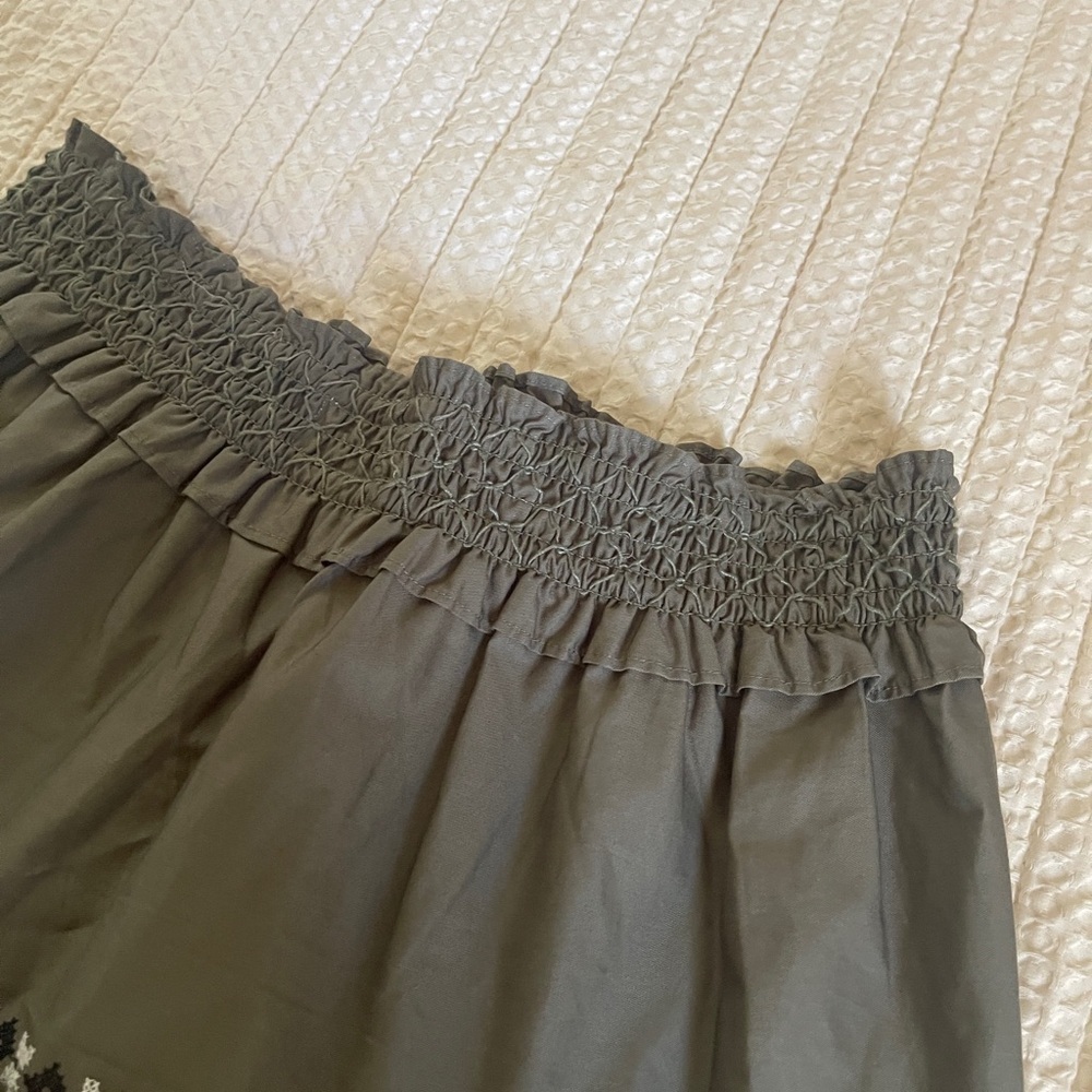 Kate Spade Broome Street Floral Embroidered Poplin Skirt Olive Green Size M - Picture 8 of 8